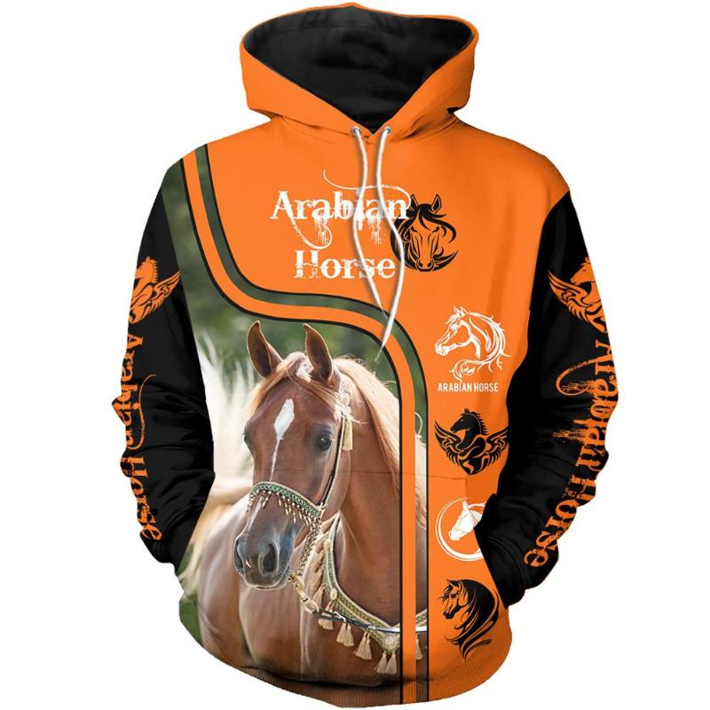 

animal Arabian Horse 3D All Over Printed Men Hoodies/Sweatshirt Retro Harajuku Fashion Hooded Autumn Hoody Casual streetwear, Color as the picture