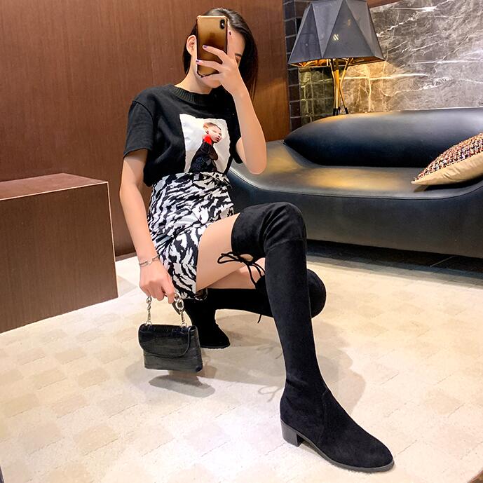 

over the knee women boots winter snow booties suede black grey beige brown stretch womens boot keep warm size 34-40 01, 1 34-40