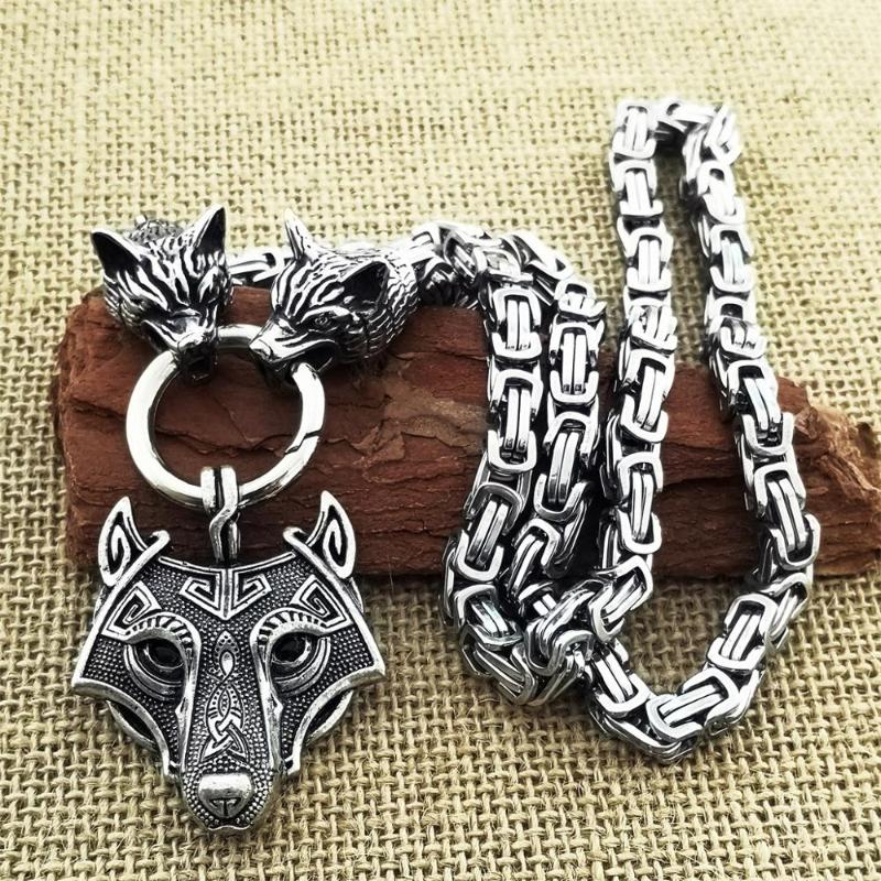 

Men's Stainless Steel Necklace Viking Wolf Head Pendant Wolf Chain Necklace Fashion Punk Jewelry