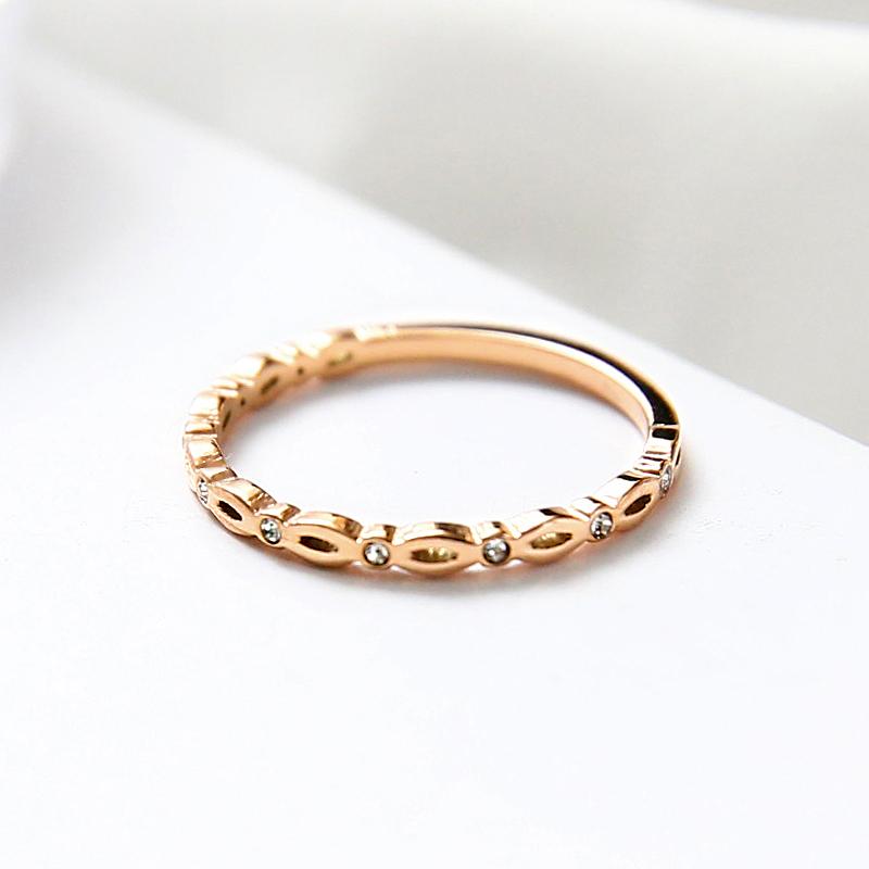 

YUN RUO Zircon Inlay Crystal Tail Rings Rose Gold Color Lady's Wedding Ring Birthday Gift Woman Fashion Titanium Steel Jewelry