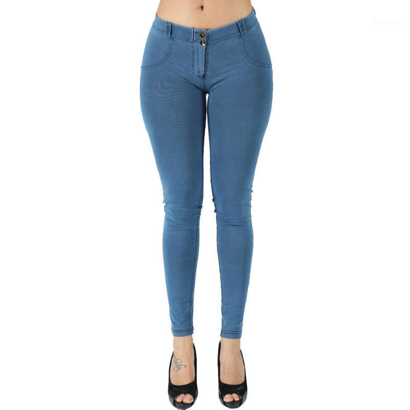 

Melody 2020 Summer Fashion Sexy Middle Waist Light Blue Denim Wash Jeggings BuLifting Snug Stretch Skinny Push Up Jeans1