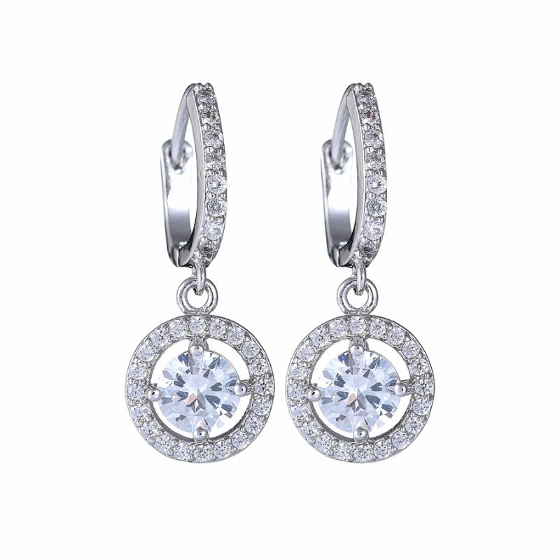 

11.11 Latest Round Drop Shaped White Gold Color Plated Vintage Hoop Earrings for Women Wedding Party Accessories Jewelry Gift
