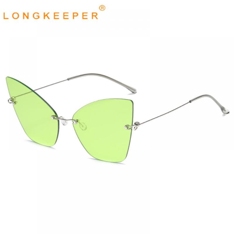

Sunglasses Fashion Rimless Cat Eye Women Brand Design Oversize Ocean Lens Sun Glasses Men Trending Shades UV400 Gafas De Sol