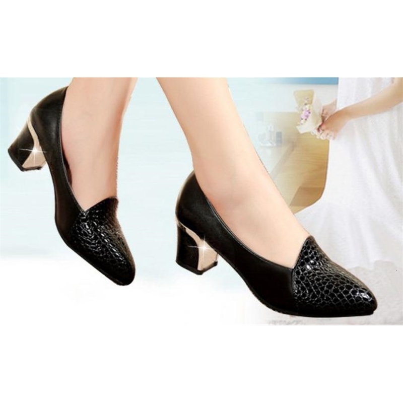 

2021 Women's Shoes in Spring and Autumn New Style Coarse Heel Round Head @2201 KUZ1, Black
