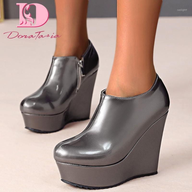 

Doratasia 2020 Big Size 43 High Heels Fall Platform Wedges Shoes Women Boots Female Booties1, Silver