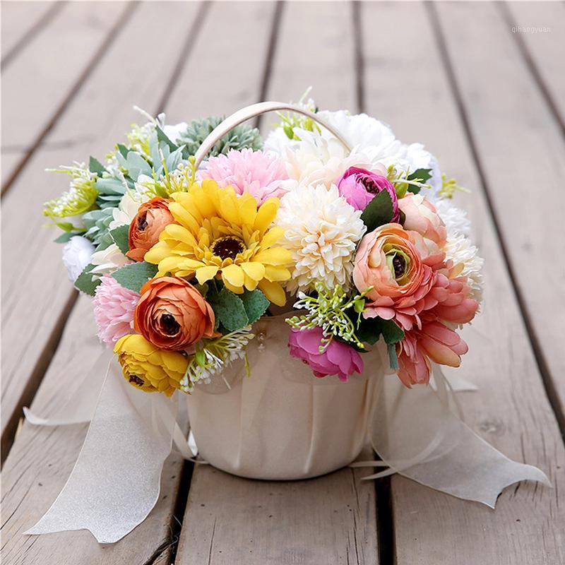 

1bunch Artificial flower for decoration Rose Daisy Silk small bouquet flores party spring wedding decoration mariage fake Flower1