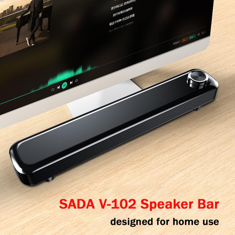 

2020 New V-102 Computer Speaker Bar 2 * 3.5mm Wired Computer Stereo Sound Bar Bass USB Powered Soundbar Speaker for Desktop PC