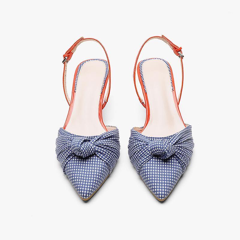 

New Spring and Summer 2021 European and American Fashion Sandals Women's Collage with Pointed Heels High Heels1, Blue