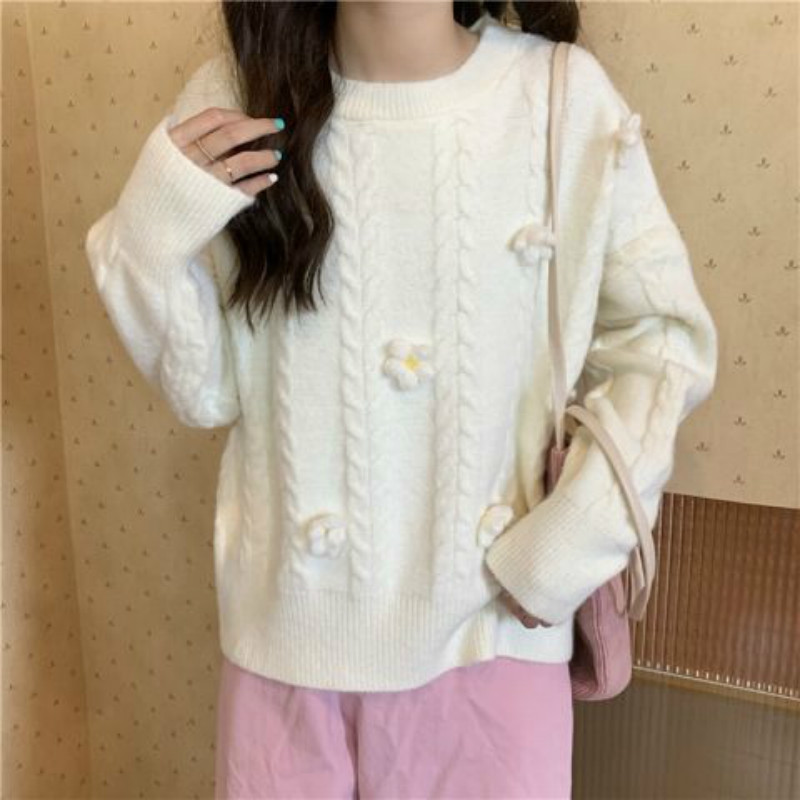 

women's 2021 New jerseys long sleeve mesh-neck sweet flowers lovely pullovers elegant fashion sweater y499 MAX9, Huang renhao