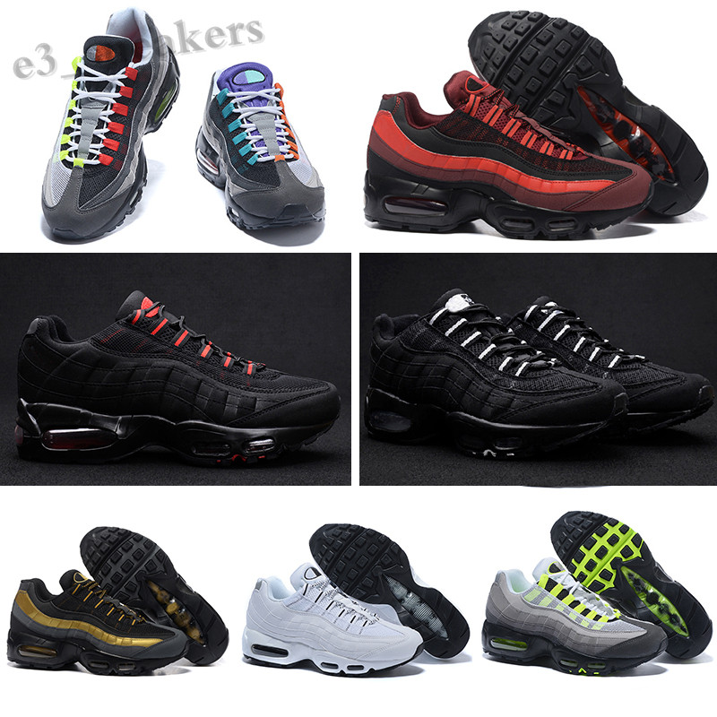 

Men Runnin Shoes 95s Triple Black White Laser Fuchsia Red Orbit Bred Aqua Neon Mens Trainers Sports Womens Sneakers Size 36-46 WD06, Standard size