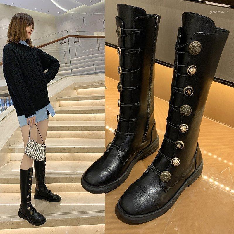 

2020 Autumn Winter Long Boots Women Knee High Boots Platform Shoes Riding Round Toe Thick bottom Zipper Girl1, Black