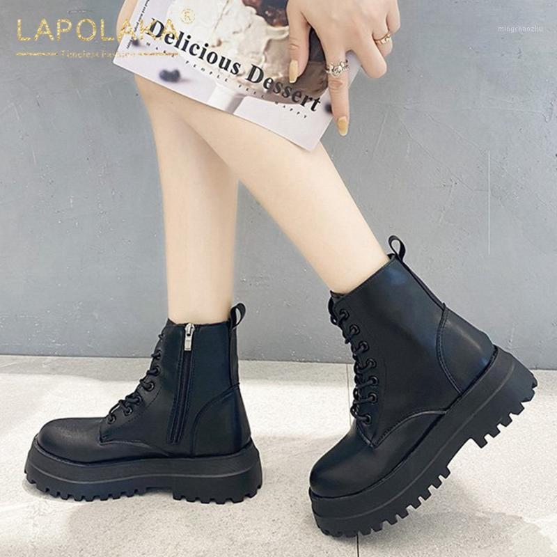 

Lapolaka 2021 Fashion cross-tied Shoes Women Boots Skidproof Comfortable Soft Heels Zipper Office Work Shoes Ladies Booties1, Black