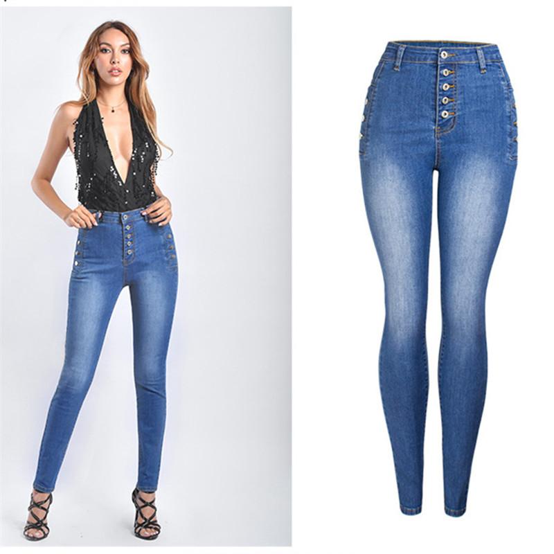 

2020 Street Style High Waist Jeans Skinny Casual Jeans Woman Fashion Pencil Pants Boyfriend Plus Size, As pic
