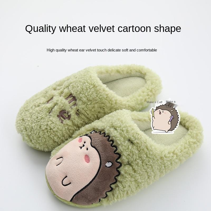 

Ladies Shoes Autumn Winter Cotton Slippers Fur Home Warm Thick Bottom Indoor House Cute Fluffy Flip Flops Slippers Women, Orange