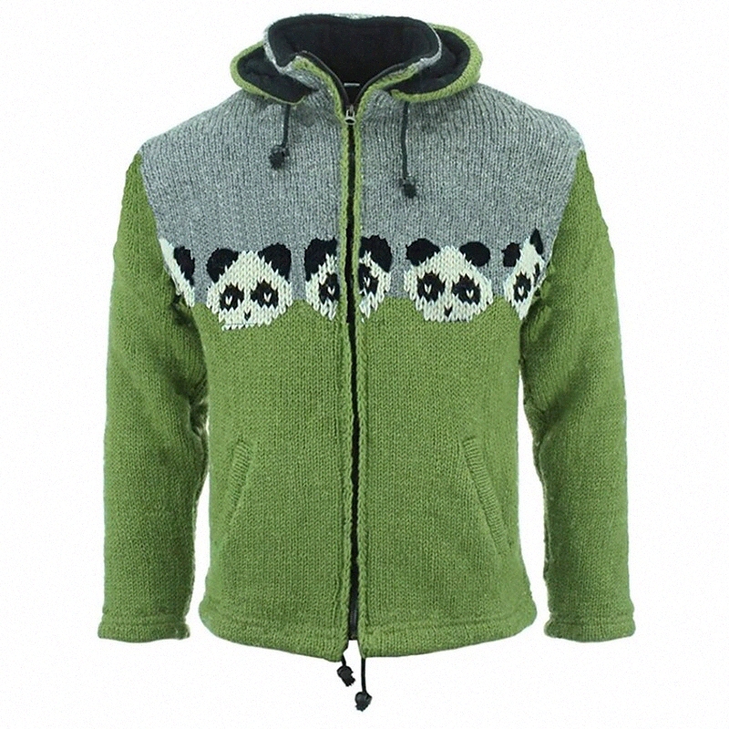 Men's Unisex Cardigan Knitted Animal Stylish Vintage Style Long Sleeve Sweater Cardigans Stand Collar Hooded Fall Winter White panda Large amou