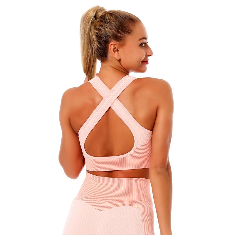 

Seamless Mesh Sports Underwear Women's -Proof Vest Gathered Fitness Bra Running Yoga Shaping Beauty Back Bra, Pink