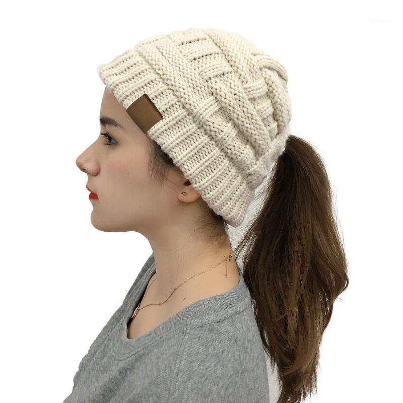 

2020 New Cross Criss Hat Winter Hats For Women Lady Foldable Horsetail Cap Warm Knitted Thick Outdoor Ski Caps1, White