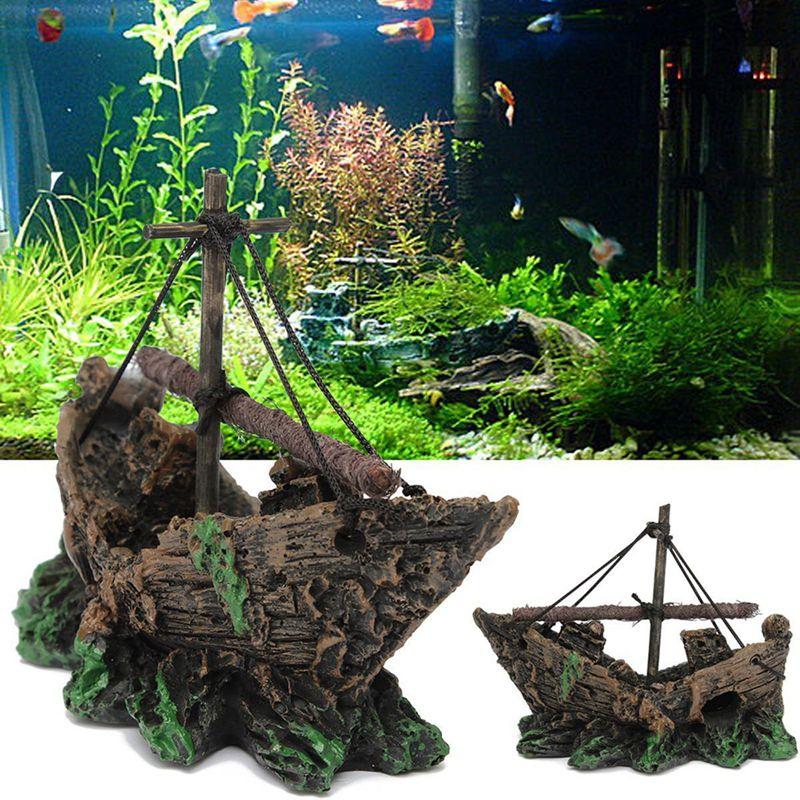 

Fish Tank No Fading Resin Ship Mini Fish Tank Pirate Boat Ornaments for Home Garden Aquarium Decoration Garden Decor