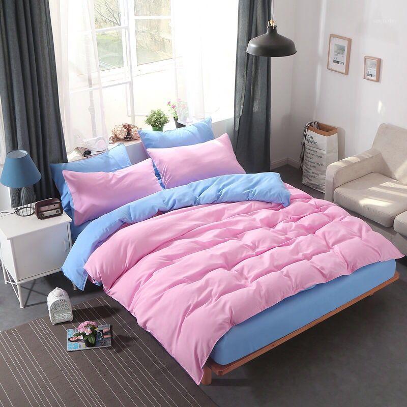

2020 New Home Textile Bedding set Solid color duvet cover sets quilt covers pillowcases Soft And Warm Textiles gray blue pink1, 2 pcs pillow
