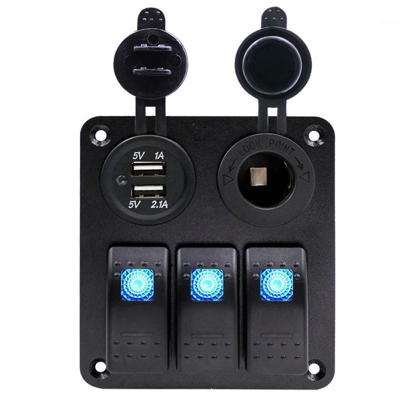 

3 Gang Waterproof USB Toggle Automotive Switch Panel LED Car Marine Rocker Boat1