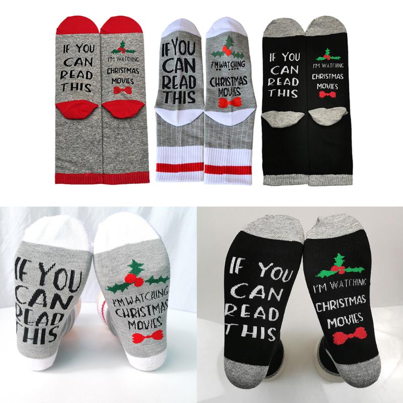 

Mens Cotton Thick Knitted Socks Christmas Tree Pattern Novelty MId-calf Socks