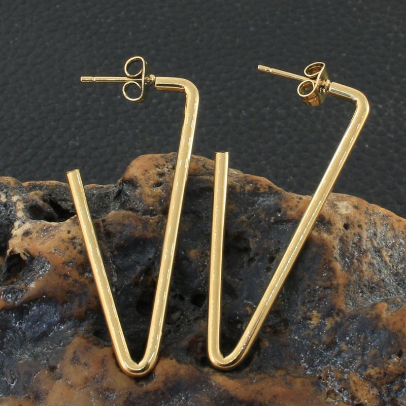 

Hoop & Huggie Gold Color Fashion Irregular Stainless Steel Jewelry Simple Earrings Personality Joyas De Acero Inoxidable Para Mujer EFGZCHAC, Golden;silver