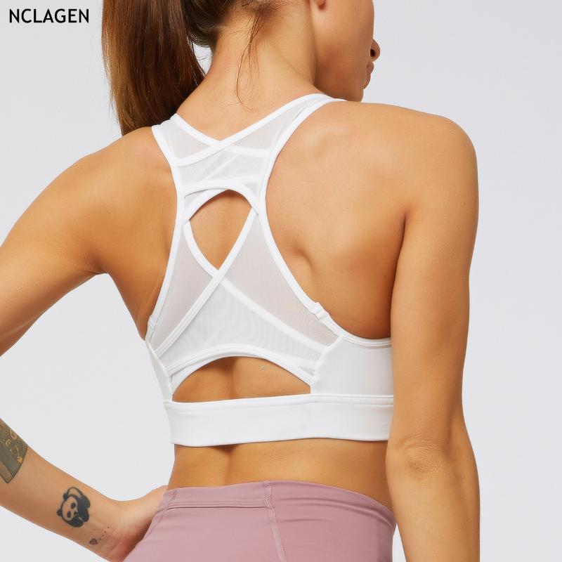 

NCLAGEN Women Yoga Bra Gym Sport Push-up Stretchy Breathable Bodybuilding Crop Top Running Quick Dry Halter Sexy Fitness Top, Nsw018deepgrey