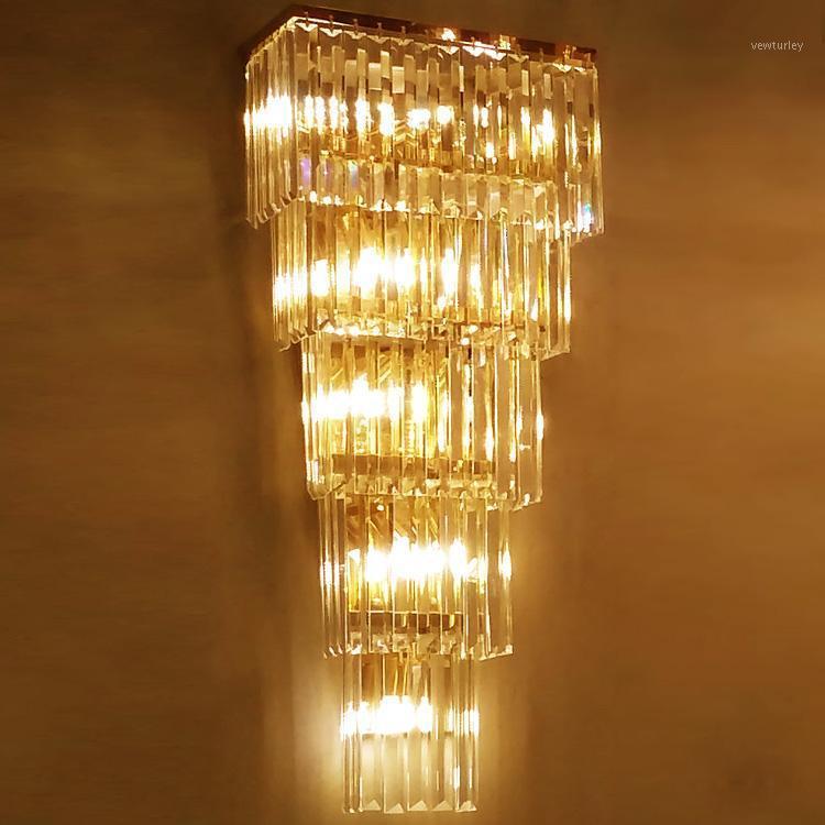 

Modern Hotel Luxury K9 Crystal Led Wall Lamp Lustre Chrome / Gold Metal Wall Light Living Room Led Lamp Lighting Fixtures1