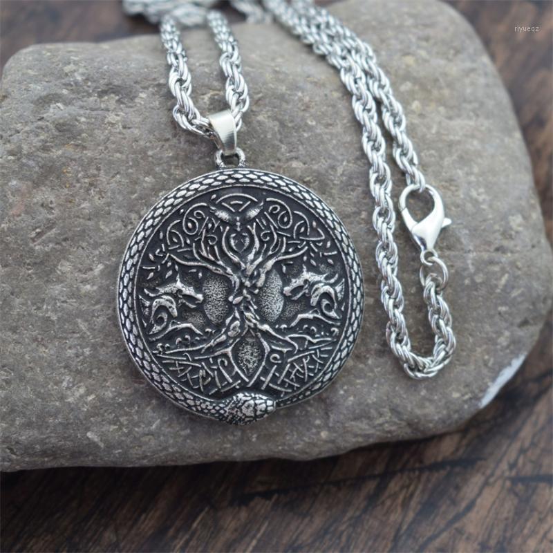 

Pendant Necklaces 12pcs Tree Of Life Wolf Snake Necklace Ouroboros Viking Talisman Norse World Jewelry
