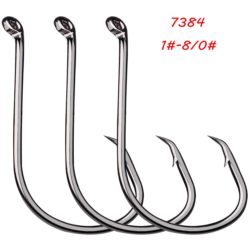 

200pcs/lot 9 Sizes 1#-8/0# 7384 Crank Hook High Carbon Steel Barbed Fishing Hooks FS_22