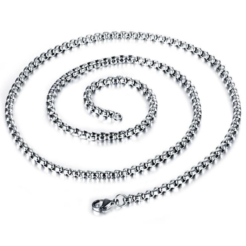 

High Quality 21.6-27.6in Length No Fade Silver Color Steel 2-5mm Simple Chain Necklace Fashion Jewelry For Men Jewelry
