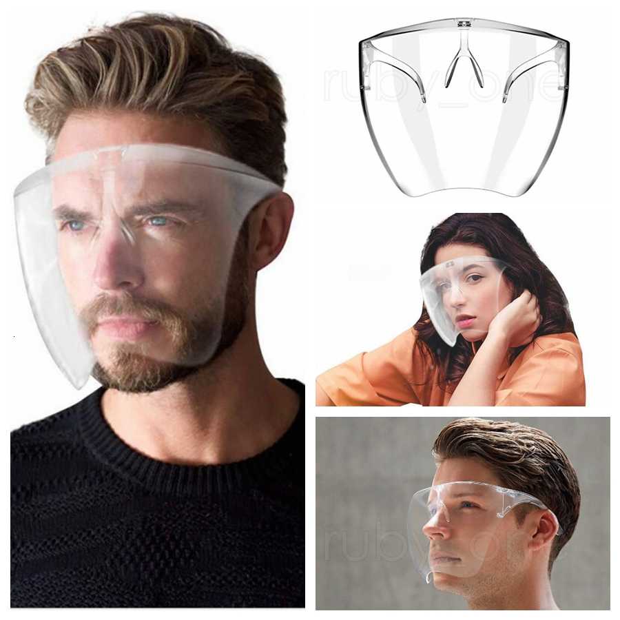 

Safety Faceshield With Glasses Frame Transparent Full Face Cover Protective Mask Anti-fog Face Shield Clear Designer Masks R