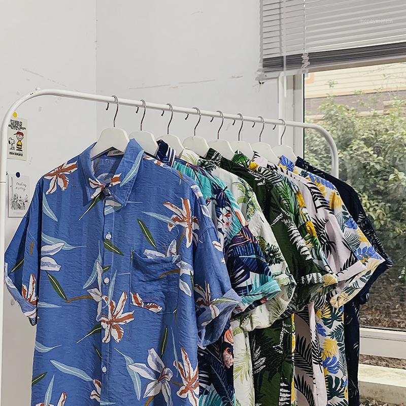 

2020 Fashion Korean Plus Size Clothing Holiday Hawaiian Beach Shirt for Mens Button Up Shirt Casual Floral Printed Streetwear1, C3015