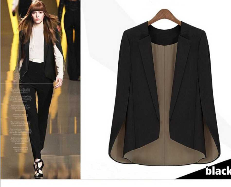 

Fashion personality temperament Shawl style Lapel sleeveless suit Casual streetwear blazer suits female blazer Office ladies, Beige