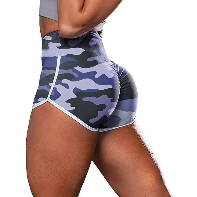 

Shorts 2020 Women' Sports Yoga Shorts Fitness Workout Running Female Camouflage Printed High Waist #YL5, Purple