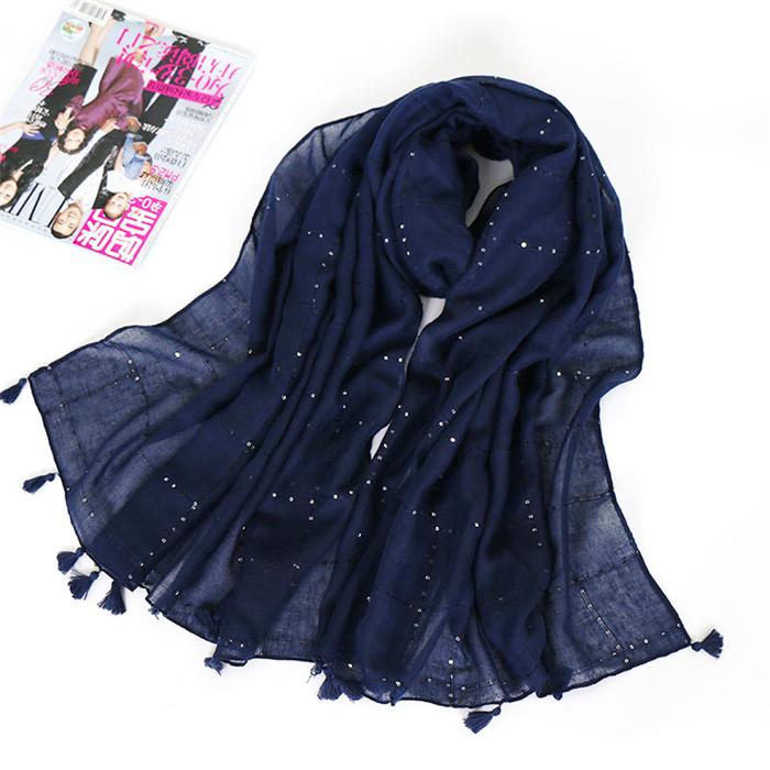 

Scarves Fashion Scarf Women Tassel Bufanda Shawls Female Paillette Cotton Wraps