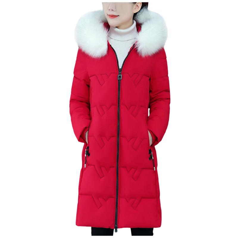 

Women Winter Parkas Fashion Thicken Warm Long Sleeve Long Coat Faux Fur Hooded Padded Coat Outerwear Solid Slim Jacket #3, Black