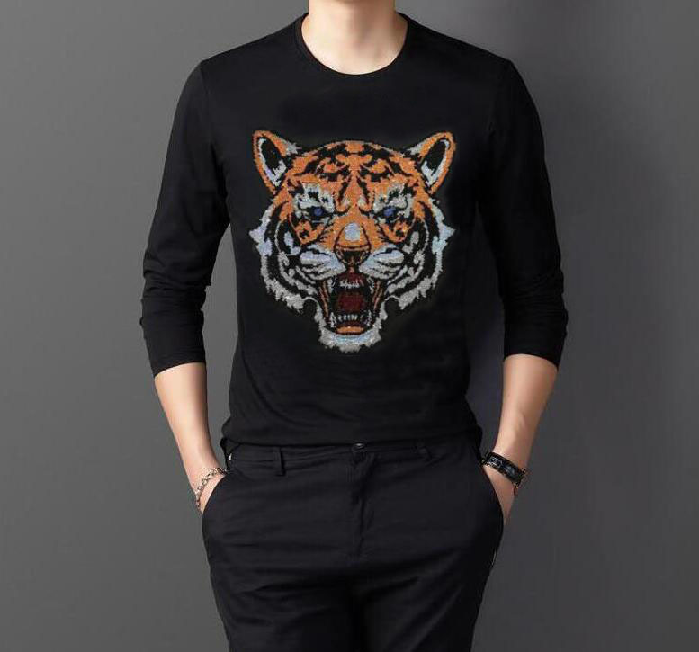 

2021 New Hot Brocade Design of Men t Diamond Casual Fashion Man Long Tshirt Mka4, The picture shown