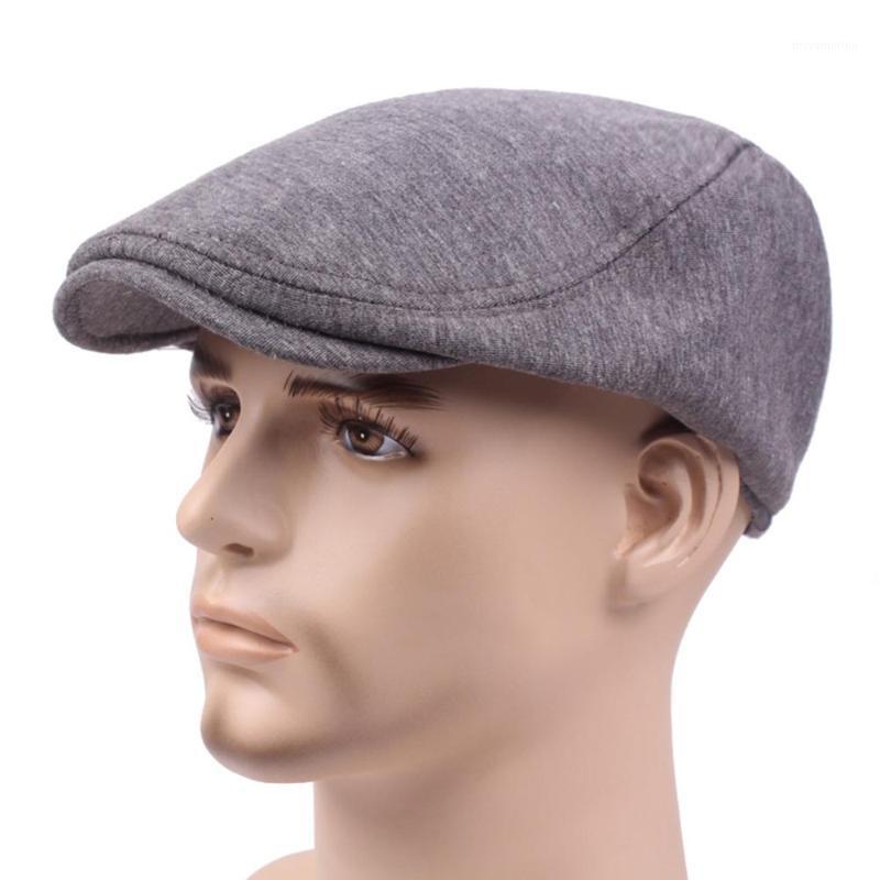 

Vintage Men Solid Color Cotton Newsboy Cap Flat Beret Outdoor Sports Sun Hat Classic Vintage flat cap men hat fashion all-match1, Black