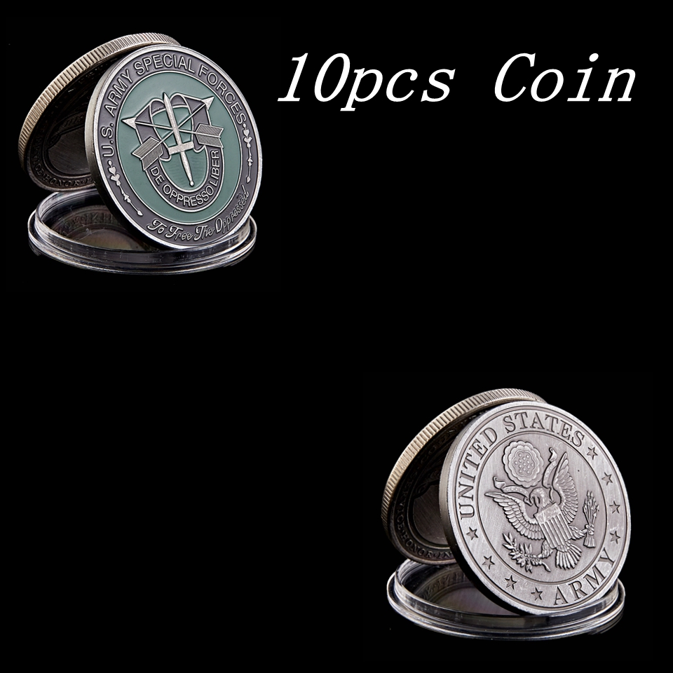 10pcs US Army Craft Special Forces De Oppressoliber Military Green Beret USA 1oz Challenge Coin-image-602066981