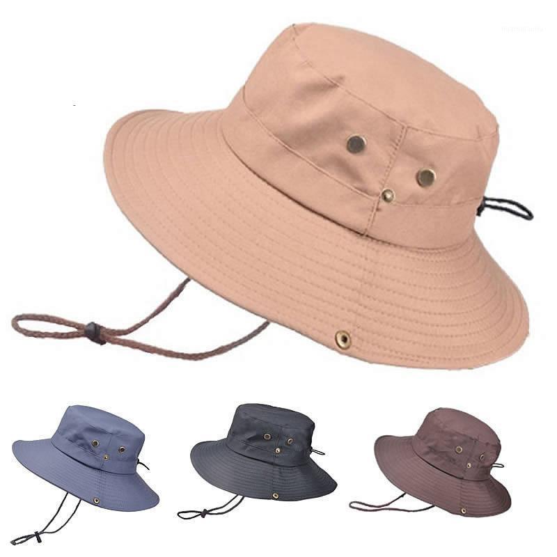 

2020 New Summer Outdoor Sunscreen Sports Travel Camping Wide Eaves Style Fisherman Fishing Hiking Hats Round-brimmed Sun Cap1, Black
