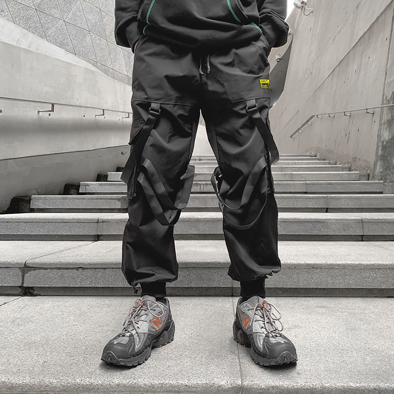 

2021 Men's Loose Casual Cargo Autumn Winter New Woman Solid Color Black Trousers Male Fashion Hip Hop Pants 9ezk