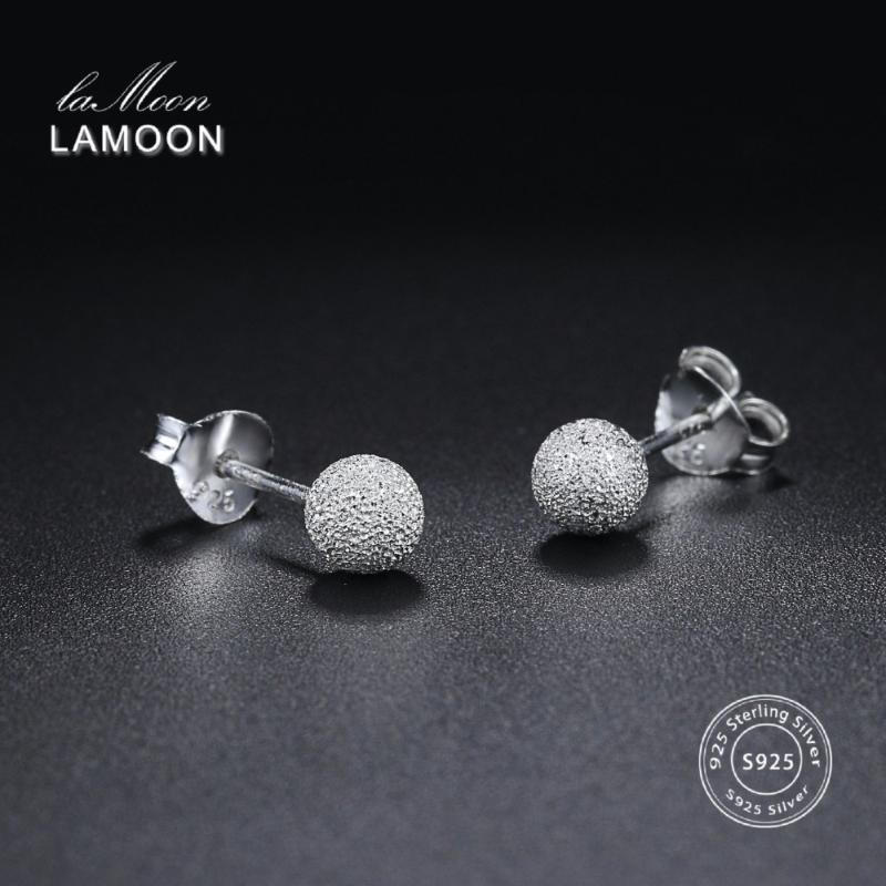 

LAMOON 2020 New Ball Shaped 100% Real 925 Sterling Silver Stud Earrings Fine Jewelry For Women Girl Gift LMEY233 LMEY234 LM235