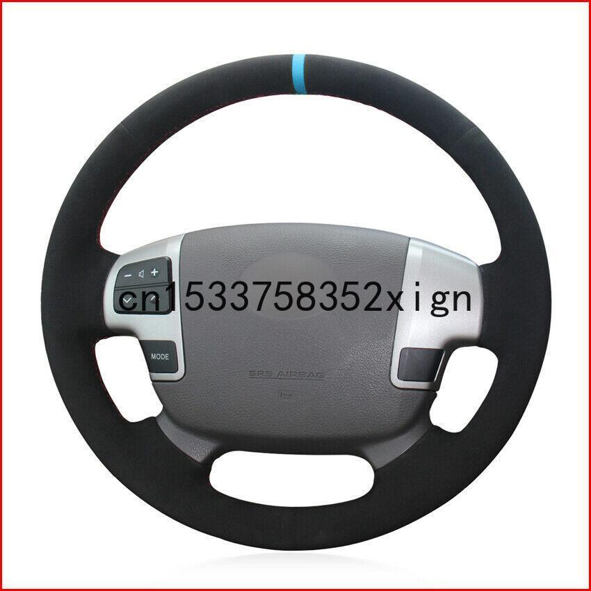 Custom Made Anti Slip Black Suede Hand Sew Steering Wheel Cover For Toyota Land Cruiser 08-15anti-slip design all season car accessories-image-596631052
