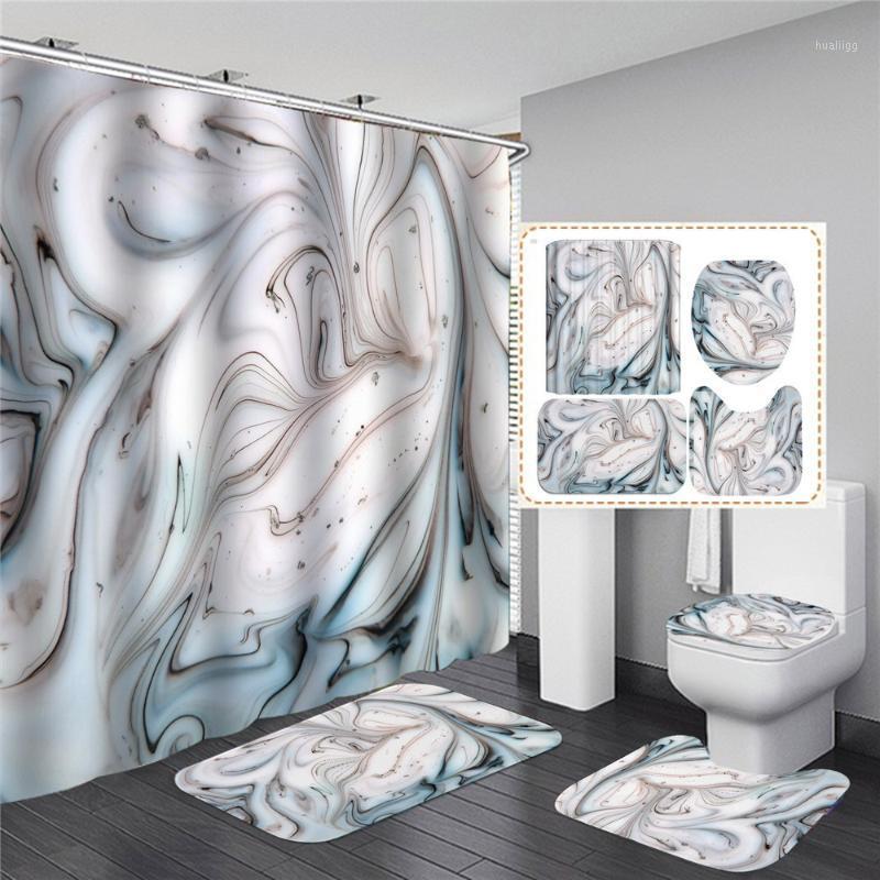 

Black And White Stick Figure Shower Curtain with Hooks Doormat Bath Floor Mat Waterproof Polyester1