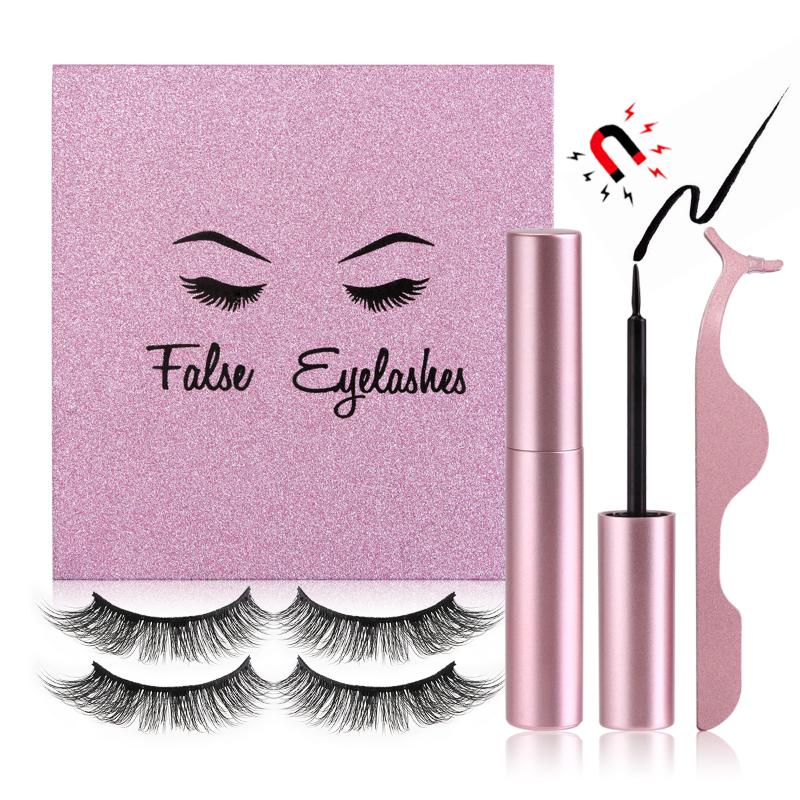 

MAGEFY 2 Pairs Magnetic Eyelashs set Magnet Liquid Eyeliner& Magnetic Lashes & Tweezer Set Makeup Long Lasting Eyelash Extension
