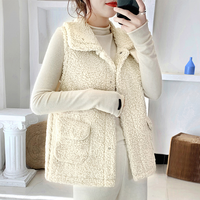 

2021 New Women' waistcoat autumn winter jacket wear Korean of fur and plush vest LW28, Light brown