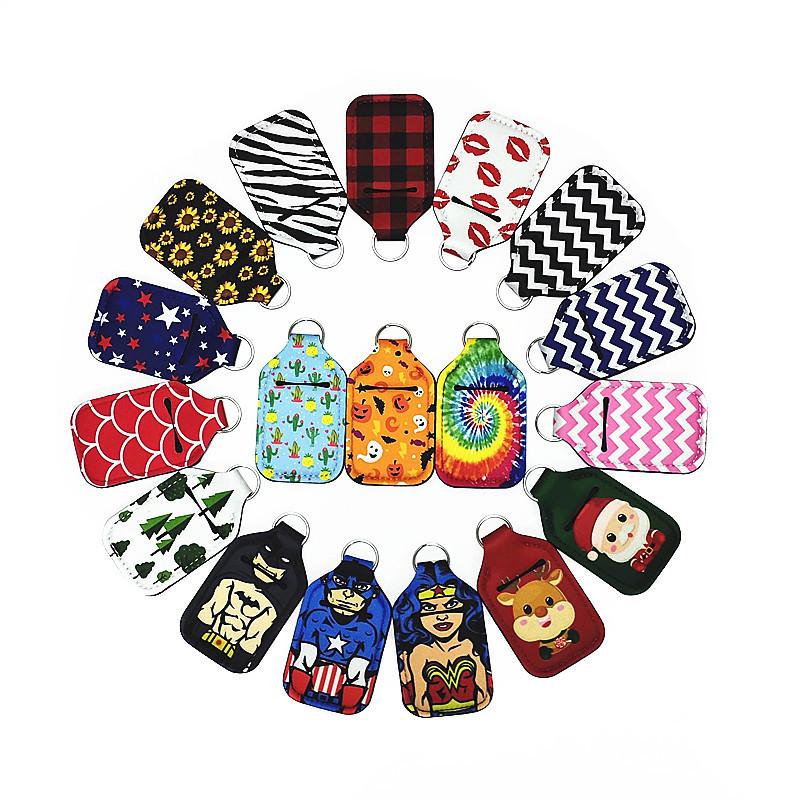 

DHL Shipping Neoprene Hand Sanitizer Bottle Holder Chapstick Holder Keychains Lipstick Holder Keychain Party Favor 24 Styles