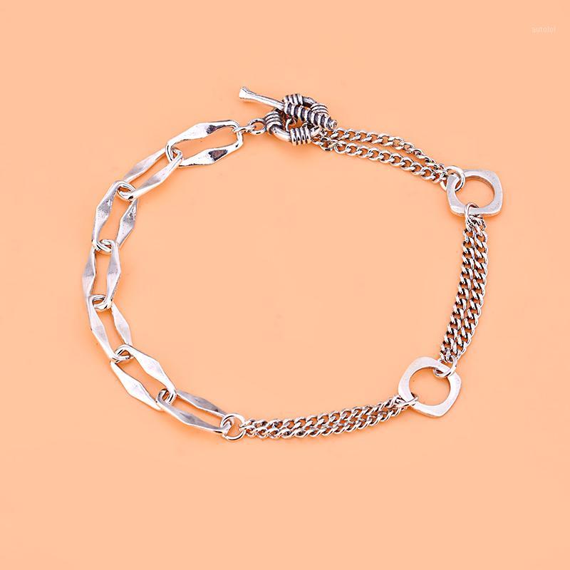 

S925 sterling silver cross chain, horsewhip chain, geometric bracelet, thick bracelet, neutral INS, simple and fashionabl1