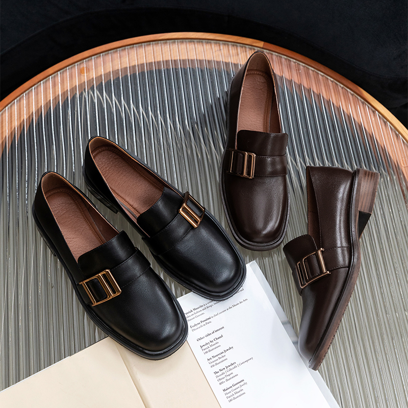 

2021 New Spring Pumps 22-25cm Natural Toe Foot Women's Shoes Black Europe and America Moccasins AQUL